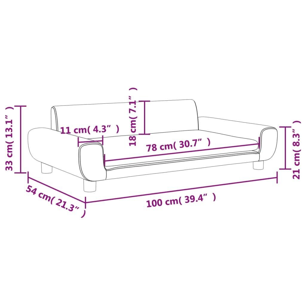 vidaXL lastediivan, helehall, 100 x 54 x 33 cm, samet цена и информация | Lastetoa kott-toolid, tugitoolid ja tumbad | kaup24.ee