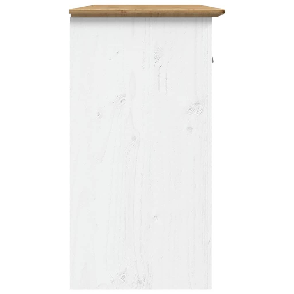 vidaXL puhvetkapp "BODO", valge ja pruun, 115x43x79,5 cm, männipuit hind ja info | Elutoa väikesed kapid | kaup24.ee