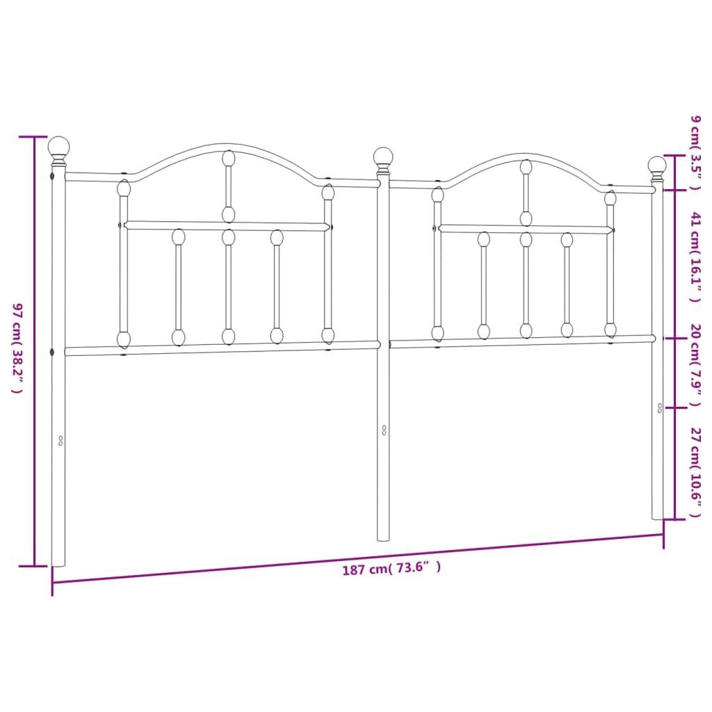 vidaXL metallist voodipeats, valge, 180 cm hind ja info | Voodid | kaup24.ee