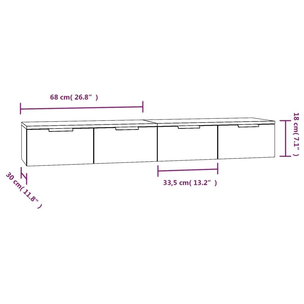 vidaXL seinakapid, 2 tk, must, 68x30x20 cm, tehispuit цена и информация | Riiulid | kaup24.ee