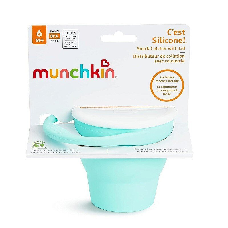 Silikoonist suupistete tops kaanega Munchkin Mint, 6+ kuud hind ja info | Laste sööginõud | kaup24.ee
