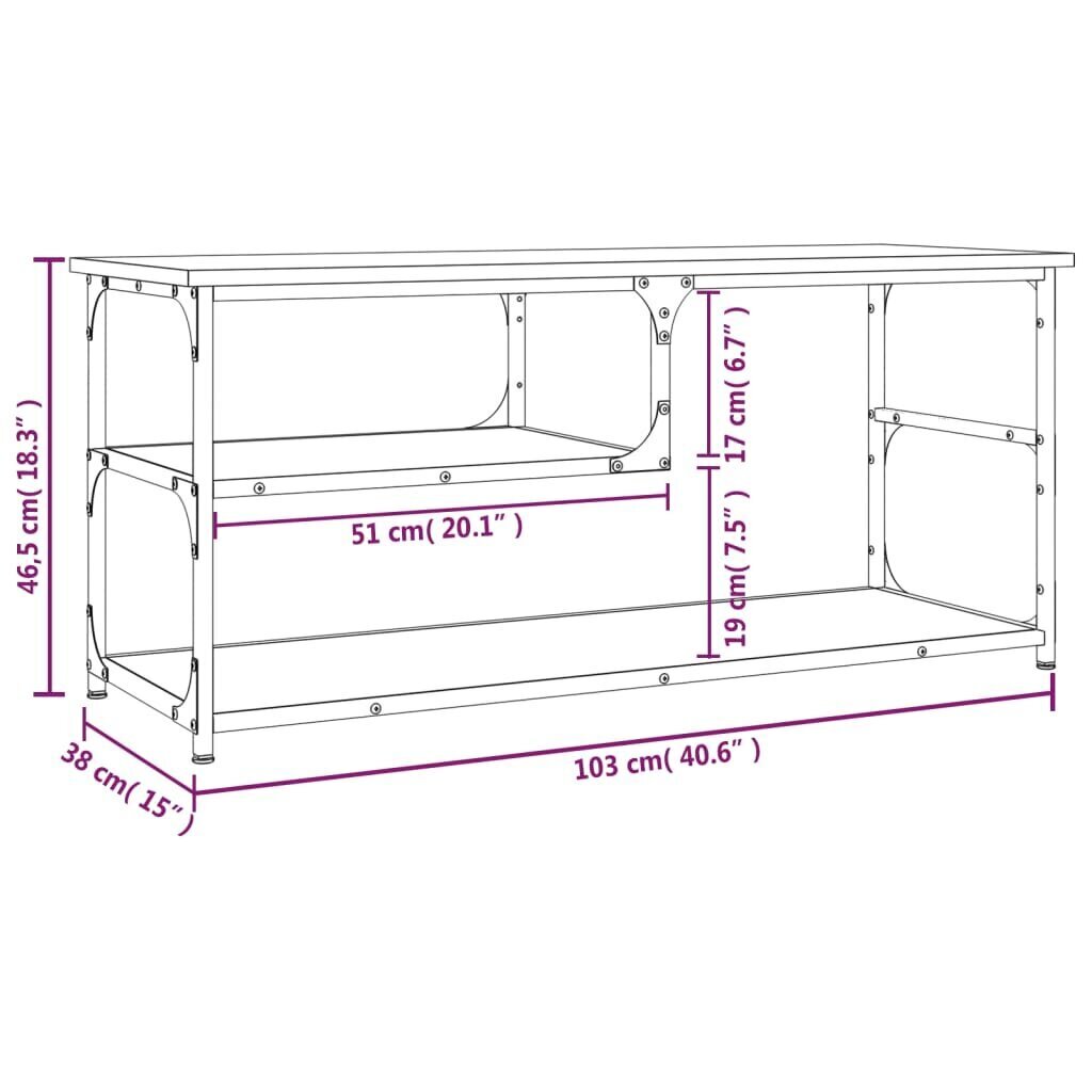 vidaXL telerikapp, hall Sonoma tamm, 103x38x46,5 cm, tehispuit/teras цена и информация | TV alused | kaup24.ee