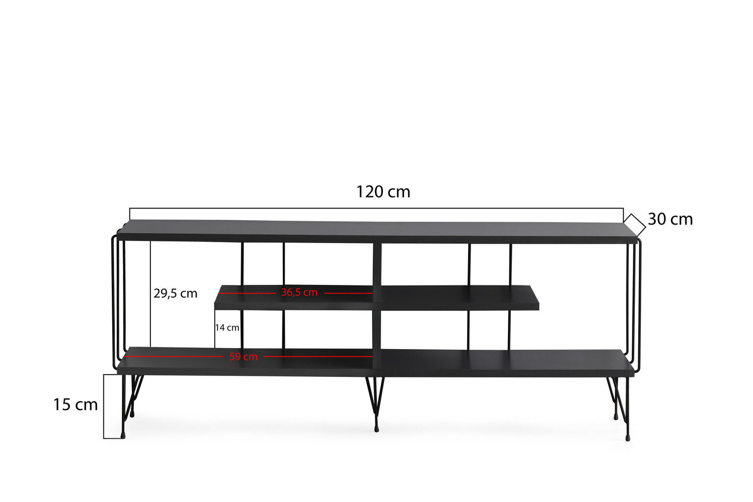 TV alus Asir, 120x44,5x30cm, must цена и информация | TV alused | kaup24.ee