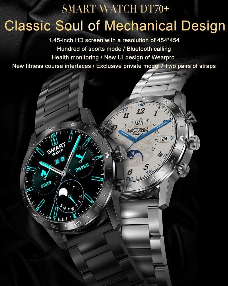 DT NO.1 DT70+ Silver Leather цена и информация | Nutikellad (smartwatch) | kaup24.ee