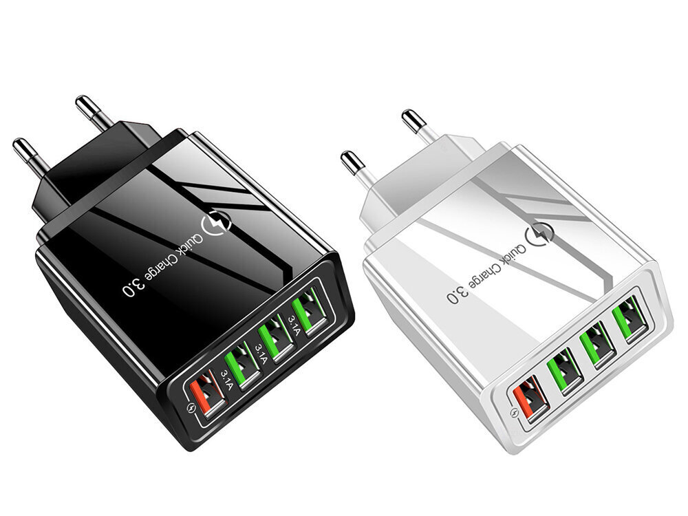 Kiirlaadija USB adapter 4x 3.0 seinapistikust hind ja info | Mobiiltelefonide laadijad | kaup24.ee