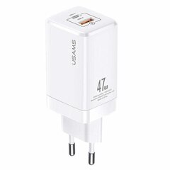 USAMS Ład. siec. T41 USB-C+USB GaN 47W PD+QC (only head) Fast Charging biały|white CC137TC02 (US-CC137) цена и информация | Зарядные устройства для телефонов | kaup24.ee