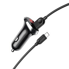 Borofone Car charger BZ15 Auspicious - 2xUSB - 2,4A with USB to MicroUSB cable black цена и информация | Зарядные устройства для телефонов | kaup24.ee