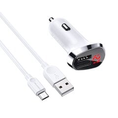 Borofone Car charger BZ15 Auspicious - 2xUSB - 2,4A with USB to Type C cable white цена и информация | Зарядные устройства для телефонов | kaup24.ee