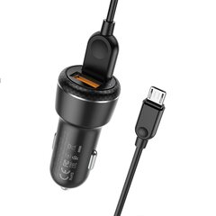 Borofone Car charger BZ17 Core - 2xUSB - QC 3.0 18W with USB to Micro USB cable black цена и информация | Зарядные устройства для телефонов | kaup24.ee