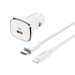 Borofone Car charger BZ12B Lasting Power - Type C - PD QC 3.0 18W 3A with Type C to Lightning cable white цена и информация | Зарядные устройства для телефонов | kaup24.ee