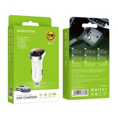 Borofone Car charger BZ15 Auspicious - 2xUSB - 2,4A with USB to Type C cable white цена и информация | Зарядные устройства для телефонов | kaup24.ee