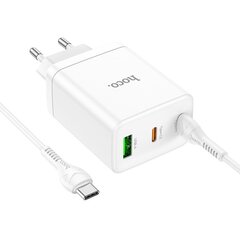 Сетевая зарядка Hoco N33 1xUSB-A/2xType-C 35W белая цена и информация | Зарядные устройства для телефонов | kaup24.ee