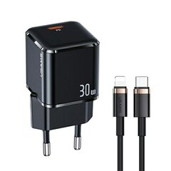 USAMS Ład. siec. 1xUSB-C T45 30W PD3.0 Fast Charging +kabel U63 USB-C|Lightning czarny|black UXTZH01 (USAMS-UX) цена и информация | Зарядные устройства для телефонов | kaup24.ee