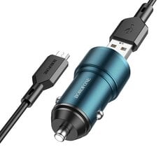 Borofone Car charger BZ19A Wisdom - USB - QC 3.0 18W with USB to Micro USB cable blue цена и информация | Зарядные устройства для телефонов | kaup24.ee