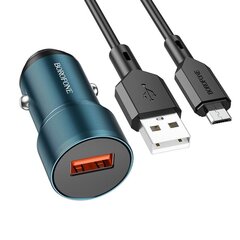 Borofone Car charger BZ19A Wisdom - USB - QC 3.0 18W with USB to Micro USB cable blue цена и информация | Зарядные устройства для телефонов | kaup24.ee