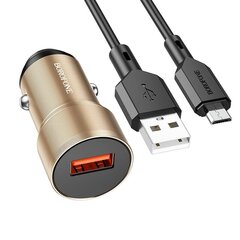 Borofone Car charger BZ19A Wisdom - USB - QC 3.0 18W with USB to Micro USB cable black цена и информация | Зарядные устройства для телефонов | kaup24.ee