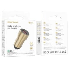 Borofone Car charger BZ19A Wisdom - USB - QC 3.0 18W gold цена и информация | Зарядные устройства для телефонов | kaup24.ee