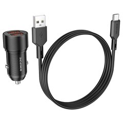 Borofone Car charger BZ19 Wisdom - 2xUSB - 12W with USB to Type C cable black цена и информация | Зарядные устройства для телефонов | kaup24.ee