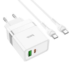 Сетевая зарядка Hoco N21 USB-A/Type-C PD30W+QC3.0 + Type-C белая цена и информация | Зарядные устройства для телефонов | kaup24.ee