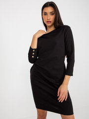 черное платье-футболка с пуговицами на рукавах och bella цена и информация | Платья | kaup24.ee