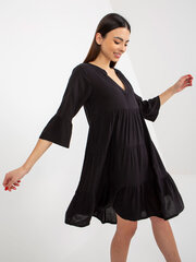 черное свободное платье с рюшами и рукавом 3/4 sublevel цена и информация | Платья | kaup24.ee
