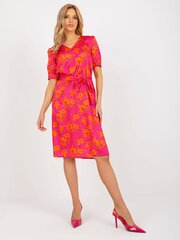 коктейльное платье цвета фуксии и оранжевого цвета с v-образным вырезом цена и информация | Платья | kaup24.ee