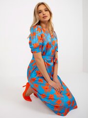 коктейльное платье миди сине-оранжевого цвета с цветочным принтом цена и информация | Платья | kaup24.ee