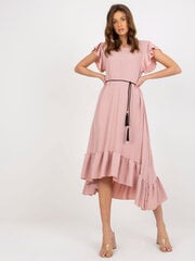светло-розовое платье миди с воланом и круглым вырезом цена и информация | Платья | kaup24.ee