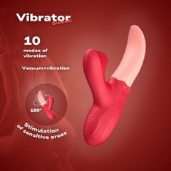 Keelega vibraator ja stimulaator Blue Lotus, punane hind ja info | Vibraatorid | kaup24.ee