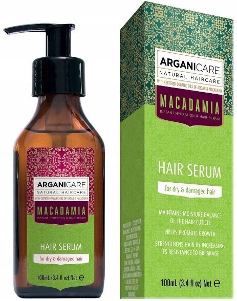 Juukseseerum Arganicare Macadamia, 100 ml цена и информация | Maskid, õlid, seerumid | kaup24.ee