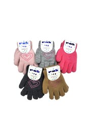 Перчатки для девочек Rak R-104DB DB, сердечко, розовые цена и информация | Зимняя одежда для детей | kaup24.ee