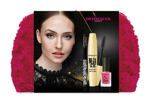 Набор Dermacol Mega Lashes: тушь Mega Lashes, 13 мл + подводка для глаз, 1 мл + лак для ногтей 5 Days Stay 53, 11 мл + косметичка цена и информация | Тушь, средства для роста ресниц, тени для век, карандаши для глаз | kaup24.ee