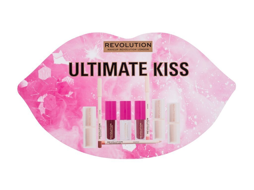 Huulekomplekt Makeup Revolution Ultimate Kiss Gift Set, 3.2 g, 9-osaline hind ja info | Huulepulgad, -läiked, -palsamid, vaseliin | kaup24.ee