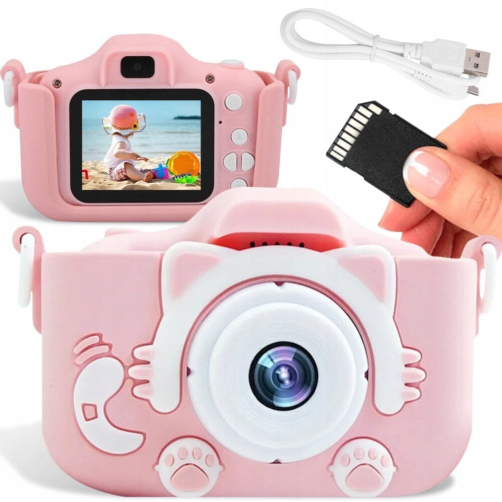 Laste digikaamera x5 Cat, roosa hind ja info | Fotoaparaadid | kaup24.ee