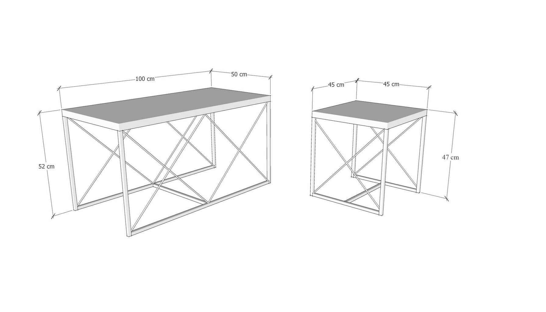 Diivanilaua komplekt Asir, 100x52x50cm, kollane hind ja info | Diivanilauad | kaup24.ee