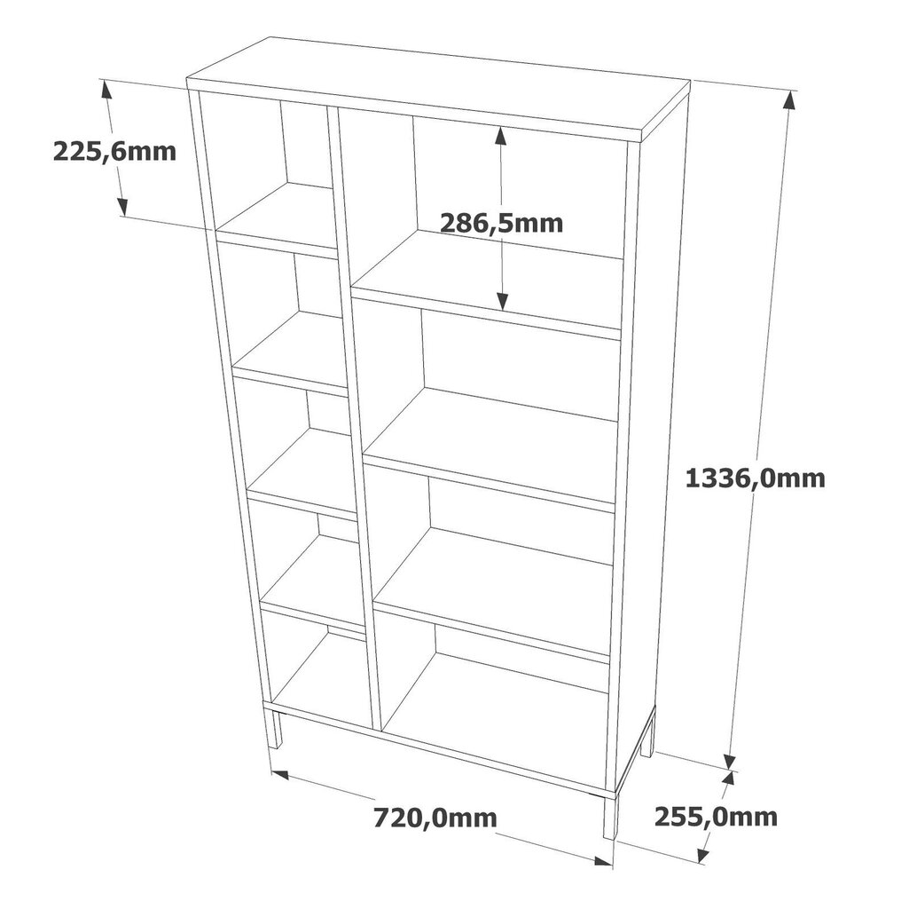 Riiul Asir, 72x133,6x25,5cm, beež/must цена и информация | Riiulid | kaup24.ee