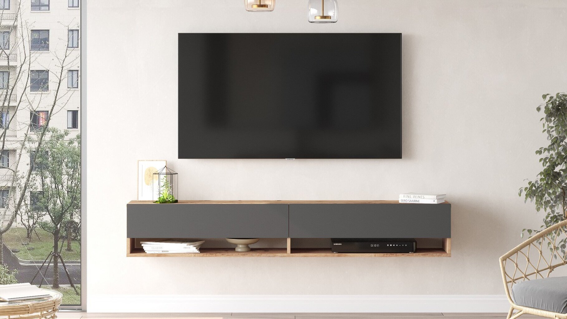 TV alus Asir, 180x29,1x31,6cm, hall цена и информация | TV alused | kaup24.ee