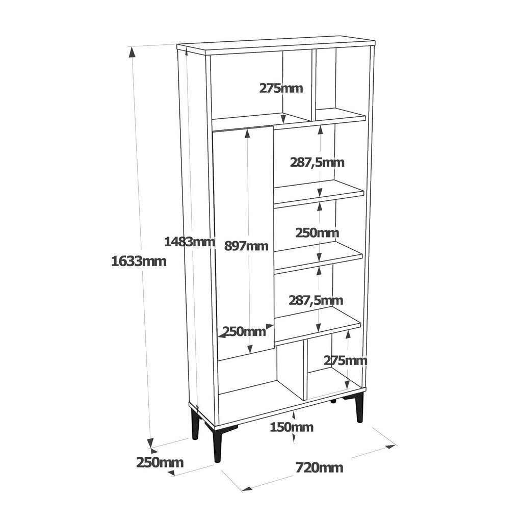 Riiul Asir, 72x163,3x25cm, beež/must hind ja info | Riiulid | kaup24.ee