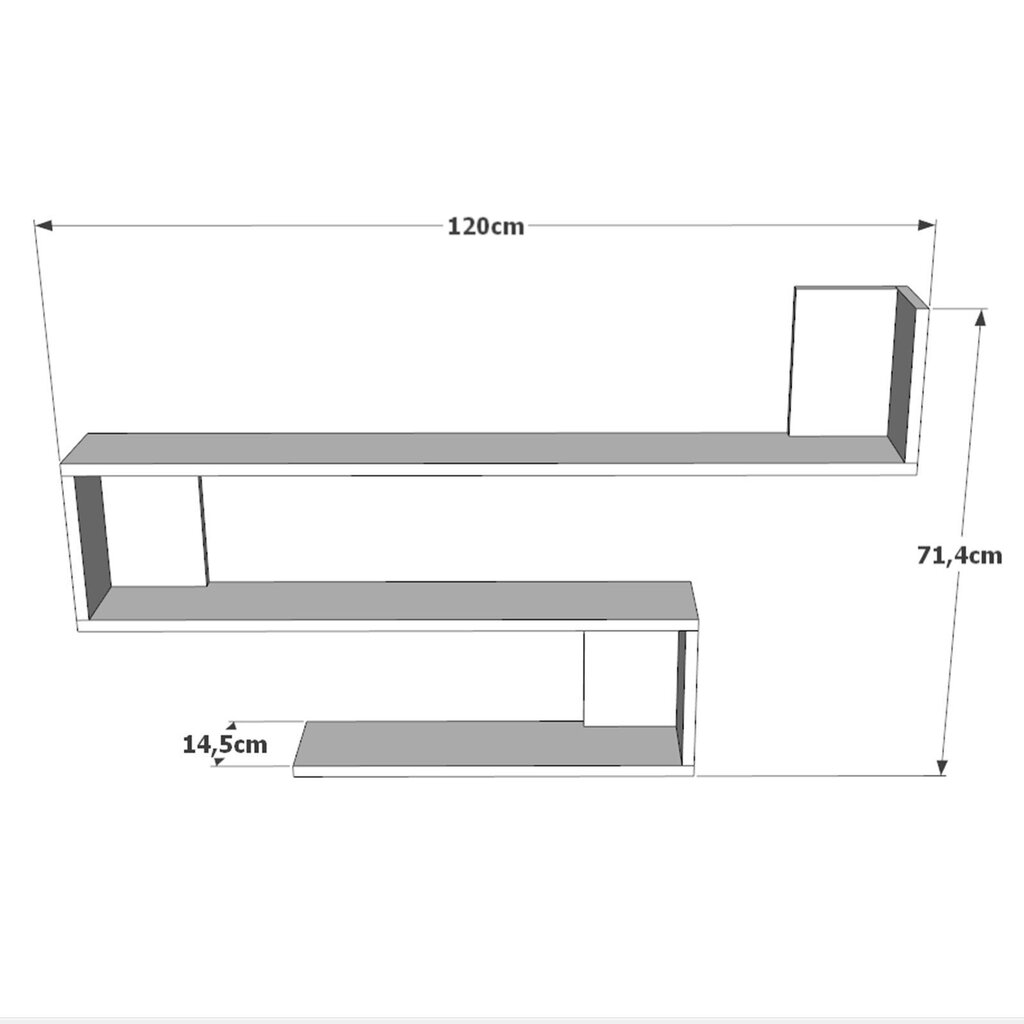 Seinariiul Asir, 120x71,4x14,5cm, valge цена и информация | Riiulid | kaup24.ee