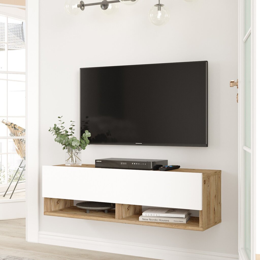 TV alus Asir, 100x29,1x31,6cm, valge ja beež hind ja info | TV alused | kaup24.ee