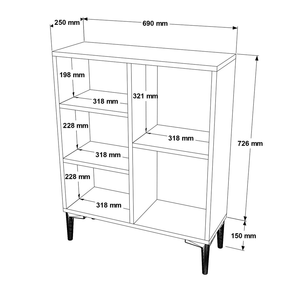 Riiul Asir, 69x87,6x25cm, valge hind ja info | Riiulid | kaup24.ee