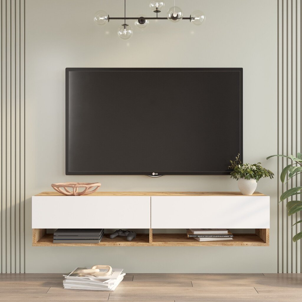 TV alus Asir, 140x29,1x31,6cm, valge ja beež hind ja info | TV alused | kaup24.ee