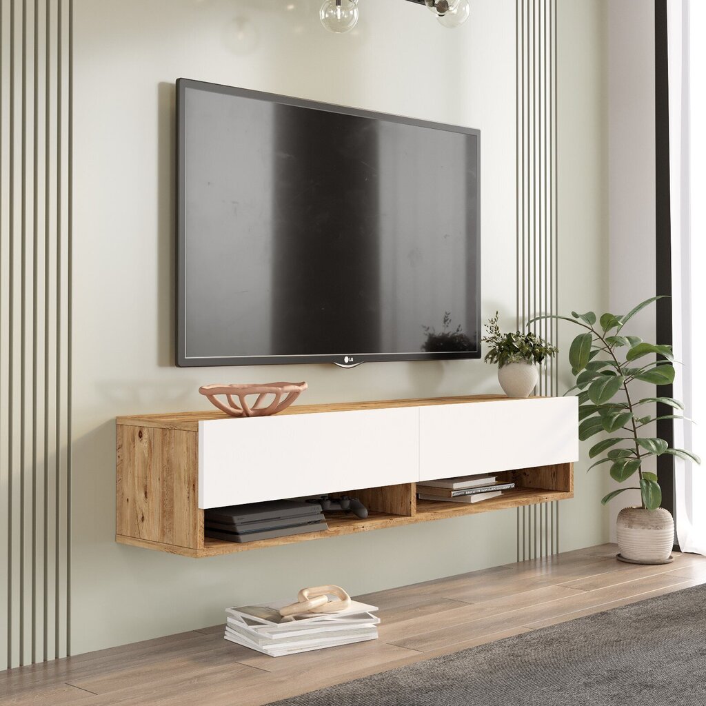 TV alus Asir, 140x29,1x31,6cm, valge ja beež цена и информация | TV alused | kaup24.ee