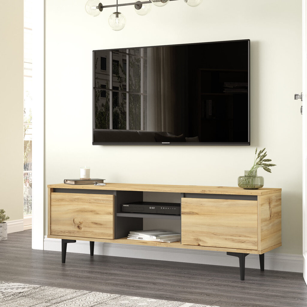 TV alus Asir, 140x48,1x35,5cm, pruun/must цена и информация | TV alused | kaup24.ee