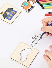 Puidust šabloonid joonistamiseks, 20tk цена и информация | Развивающие игрушки | kaup24.ee
