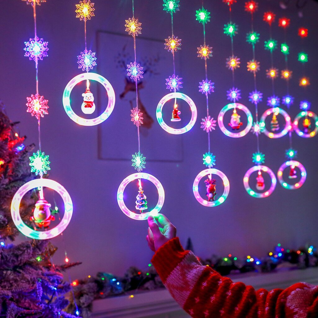 Jõulutuled 10 ringiga ja jõulukaunistused ringides, 3m, 120 LED, LIVMAN XY-006 hind ja info | Jõulutuled | kaup24.ee