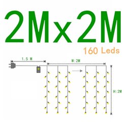 Garlianda-kardin, 160 LED, 2m цена и информация | Гирлянды | kaup24.ee