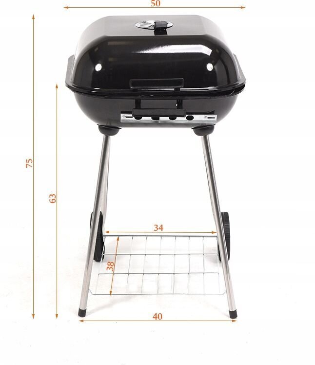 Grill Lund, 40x45 cm, must hind ja info | Grillid | kaup24.ee