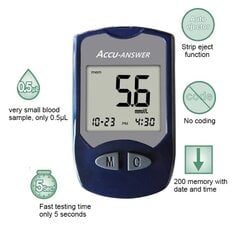 Монитор уровня глюкозы в крови Accu-Answer, глюкометр цена и информация | Тонометры | kaup24.ee
