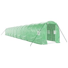 vidaXL kasvuhoone terasraamiga, roheline, 36 m², 18x2x2 m hind ja info | Kasvuhooned | kaup24.ee